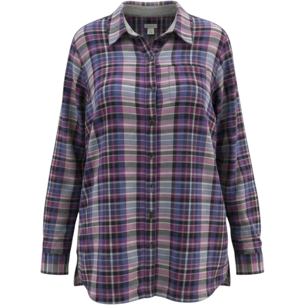 LL Bean Womens Fleece Lined Flannel Shirt Jacket Pink Blue Plaid Medium